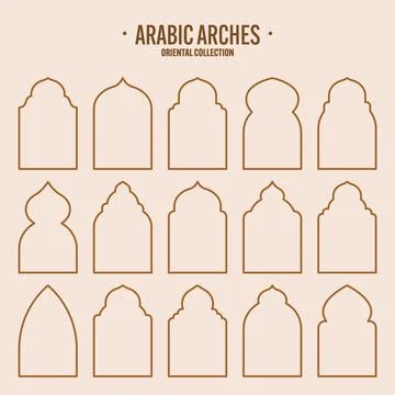 Islamic frames, oriental style objects. Arabic shapes, windows and arches イラスト素材