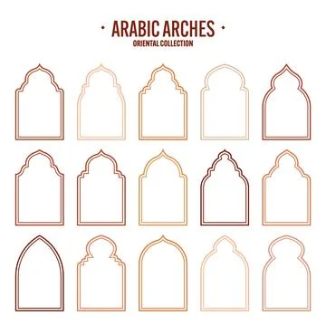 Islamic frames, oriental style objects. Arabic shapes, windows and arches Stock Illustration
