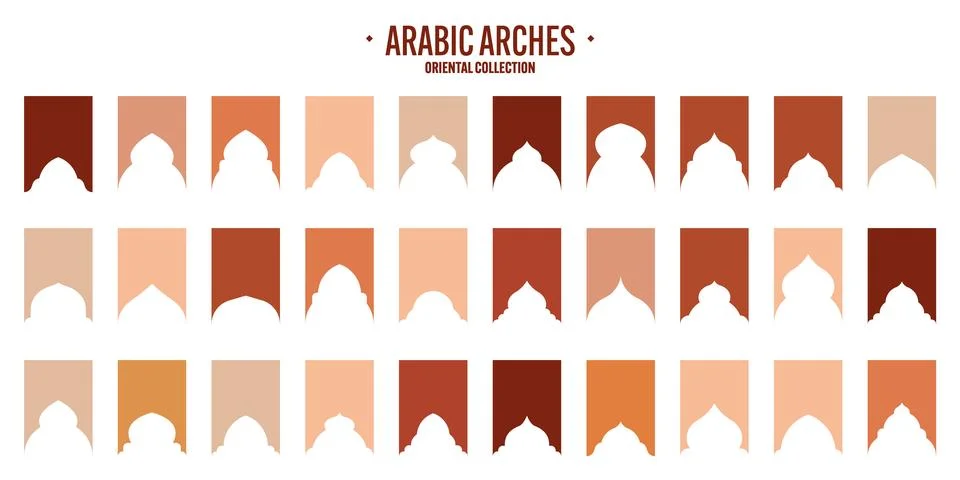 Islamic frames, oriental style objects. Arabic shapes, windows and arches Illustrazione stock