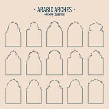 Islamic frames, oriental style objects. Arabic shapes, windows and arches Stock Illustration