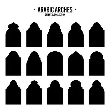 Islamic frames, oriental style objects. Arabic shapes, windows and arches Stock Illustration