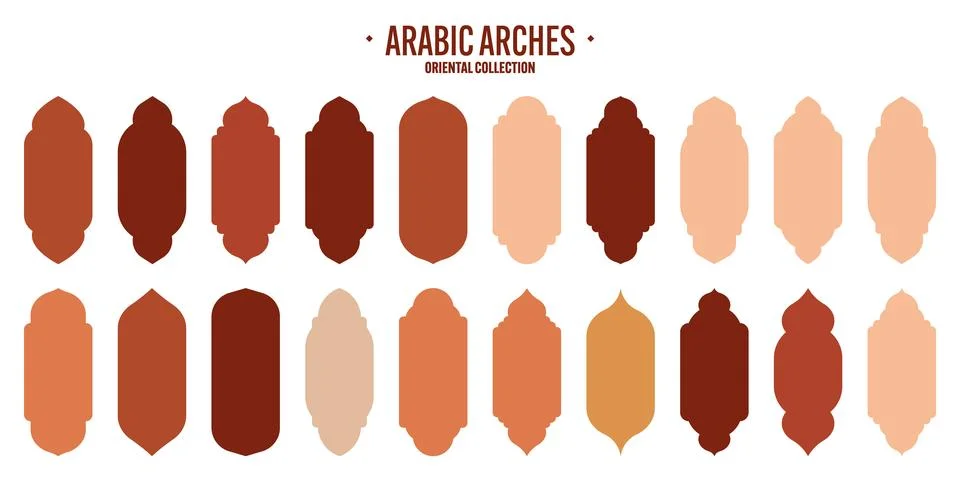 Islamic frames, oriental style objects. Arabic shapes, windows and arches Stock Illustration
