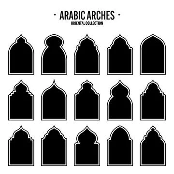 Islamic frames, oriental style objects. Arabic shapes, windows and arches Stock Illustration