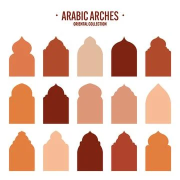 Islamic frames, oriental style objects. Arabic shapes, windows and arches Stock Illustration