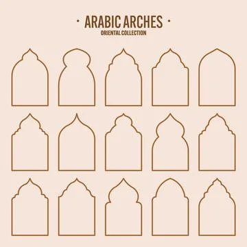 Islamic frames, oriental style objects. Arabic shapes, windows and arches Stock Illustration