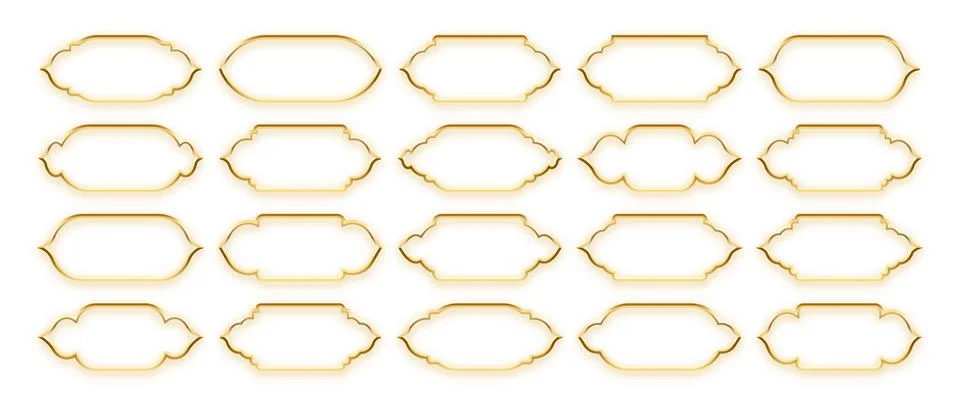 Islamic frames, oriental style objects. Arabic shapes, windows and arches Stock Illustration