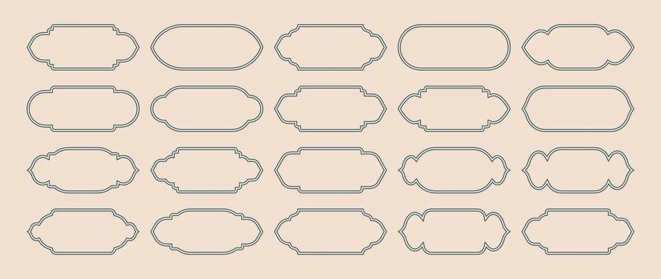 Islamic frames, oriental style objects. Arabic shapes, windows and arches Stock Illustration