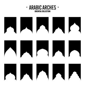 Islamic frames, oriental style objects. Arabic shapes, windows and arches Stock Illustration