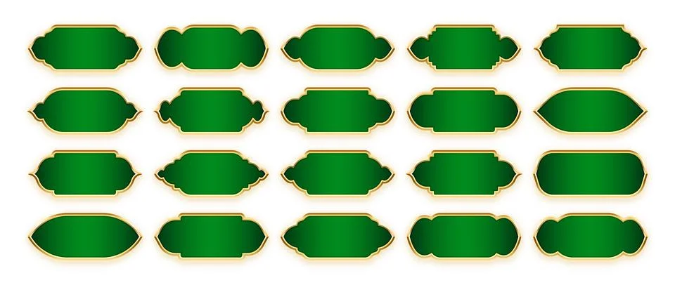 Islamic frames, oriental style objects. Arabic shapes, windows and arches Stock Illustration