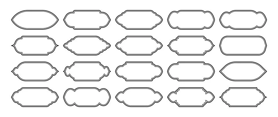 Islamic frames, oriental style objects. Arabic shapes, windows and arches Stock Illustration