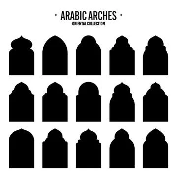 Islamic frames, oriental style objects. Arabic shapes, windows and arches Stock Illustration