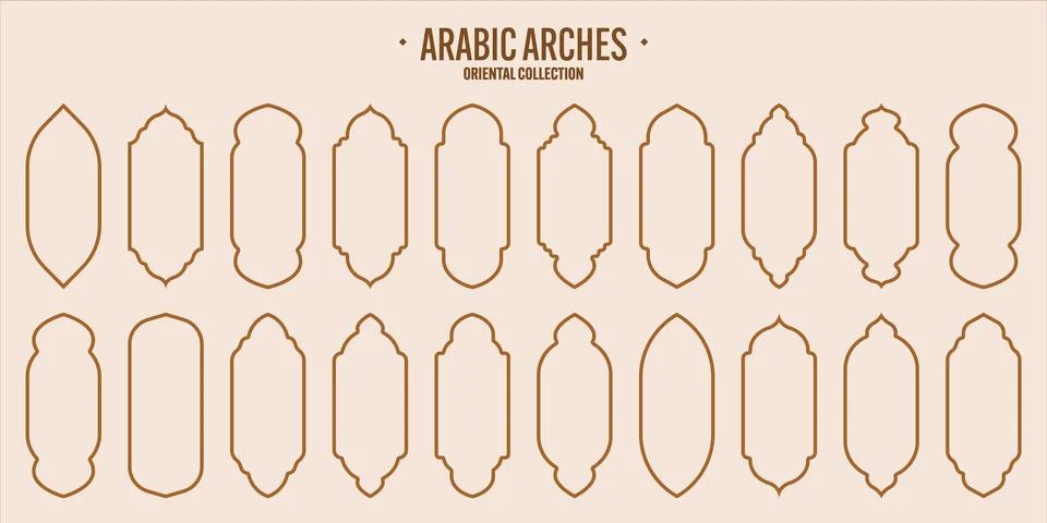 Islamic frames, oriental style objects. Arabic shapes, windows and arches Illustrazione stock