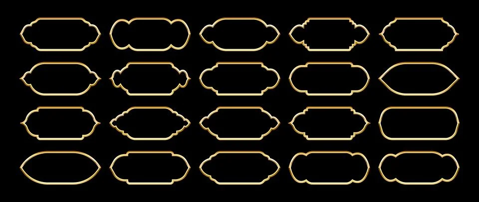 Islamic frames, oriental style objects. Arabic shapes, windows and arches Stock Illustration