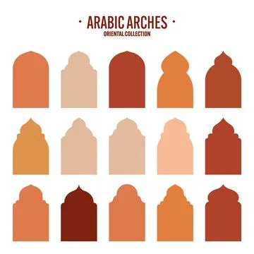Islamic frames, oriental style objects. Arabic shapes, windows and arches Stock Illustration