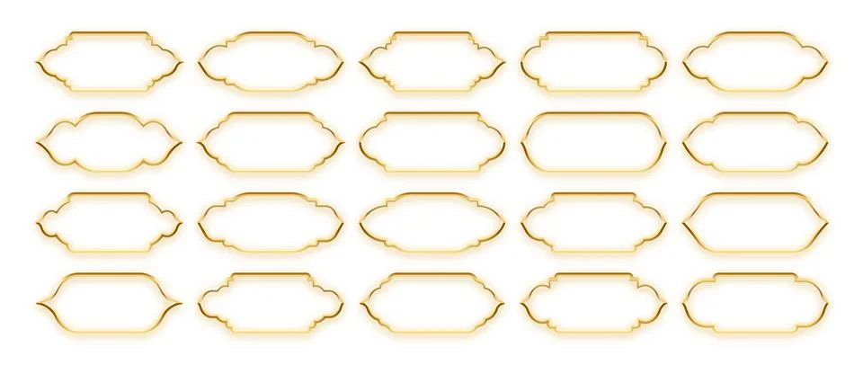 Islamic frames, oriental style objects. Arabic shapes, windows and arches Stock Illustration