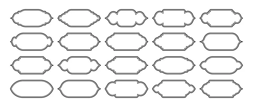 Islamic frames, oriental style objects. Arabic shapes, windows and arches Stock Illustration