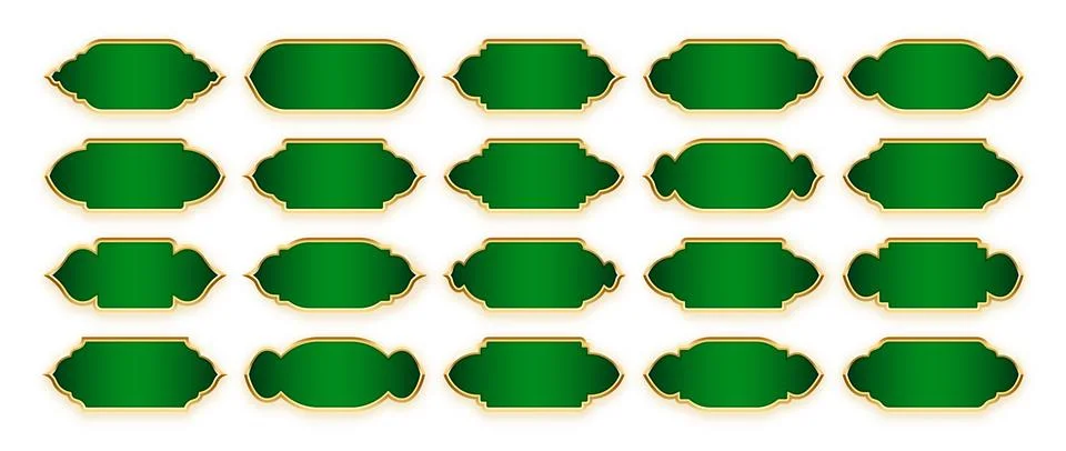 Islamic frames, oriental style objects. Arabic shapes, windows and arches Stock Illustration