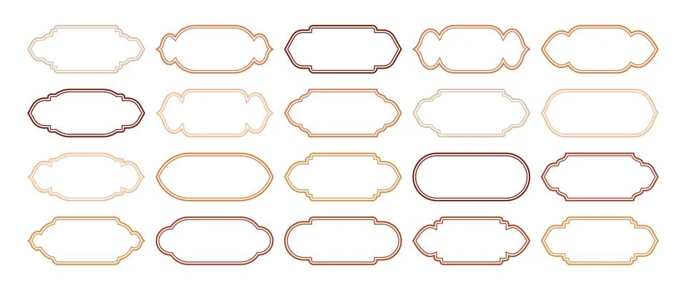 Islamic frames, oriental style objects. Arabic shapes, windows and arches Stock Illustration