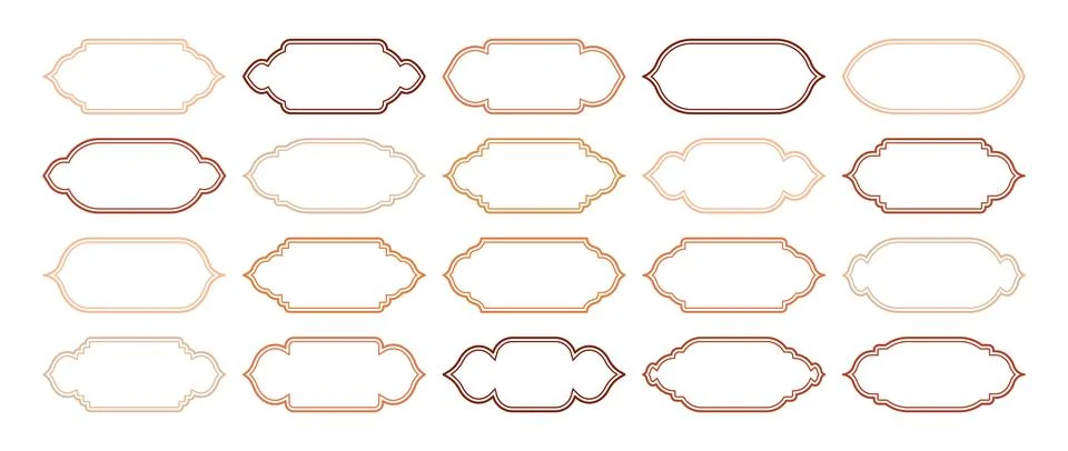 Islamic frames, oriental style objects. Arabic shapes, windows and arches Stock Illustration