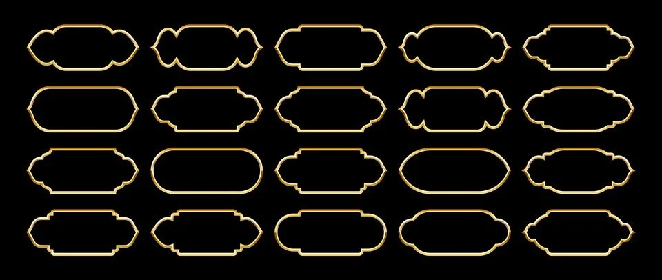 Islamic frames, oriental style objects. Arabic shapes, windows and arches Stock Illustration