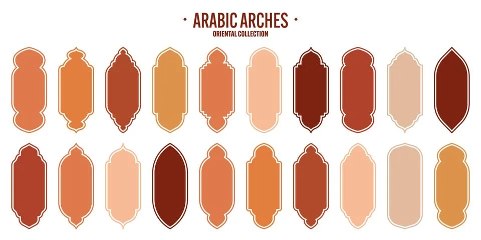 Islamic frames, oriental style objects. Arabic shapes, windows and arches Stock Illustration