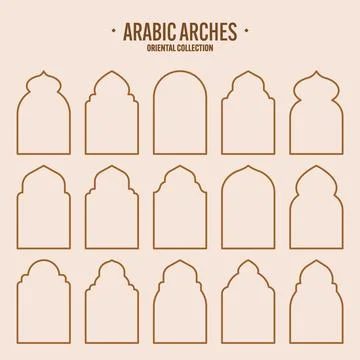 Islamic frames, oriental style objects. Arabic shapes, windows and arches Stock Illustration
