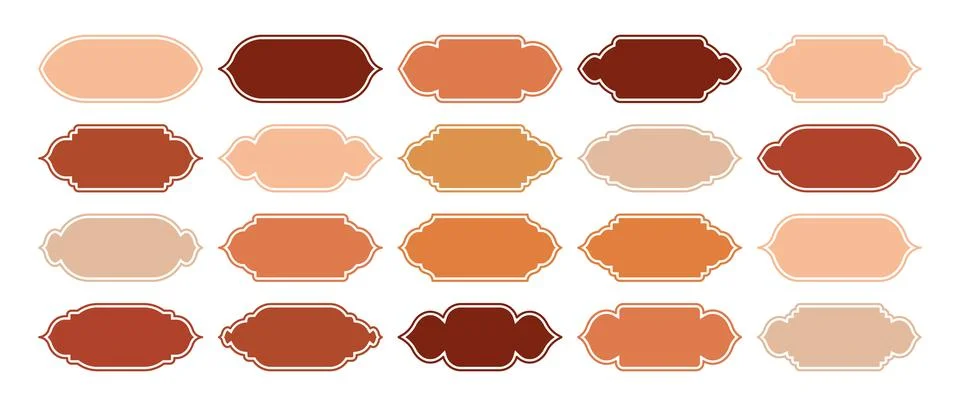 Islamic frames, oriental style objects. Arabic shapes, windows and arches Stock Illustration