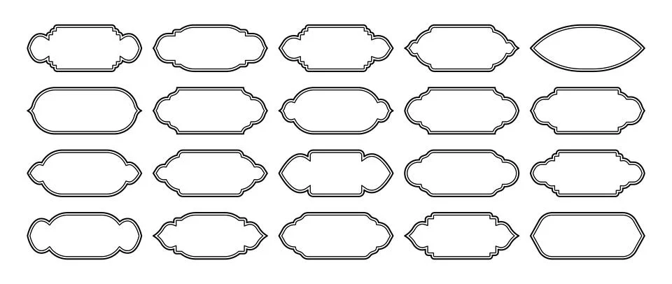 Islamic frames, oriental style objects. Arabic shapes, windows and arches Stock Illustration
