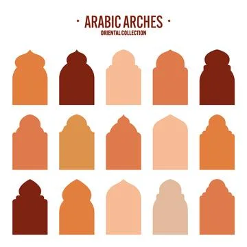 Islamic frames, oriental style objects. Arabic shapes, windows and arches Stock Illustration