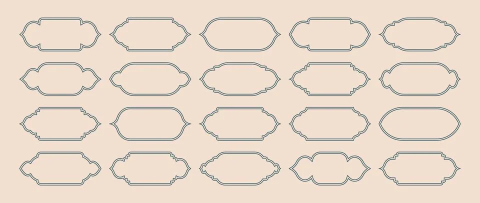 Islamic frames, oriental style objects. Arabic shapes, windows and arches Stock Illustration