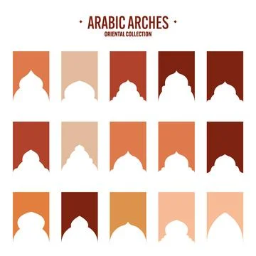 Islamic frames, oriental style objects. Arabic shapes, windows and arches Stock Illustration