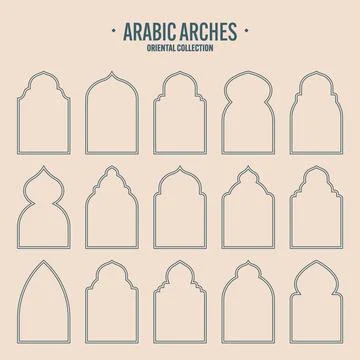 Islamic frames, oriental style objects. Arabic shapes, windows and arches Stock Illustration