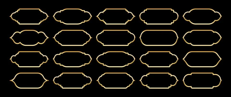 Islamic frames, oriental style objects. Arabic shapes, windows and arches Stock Illustration