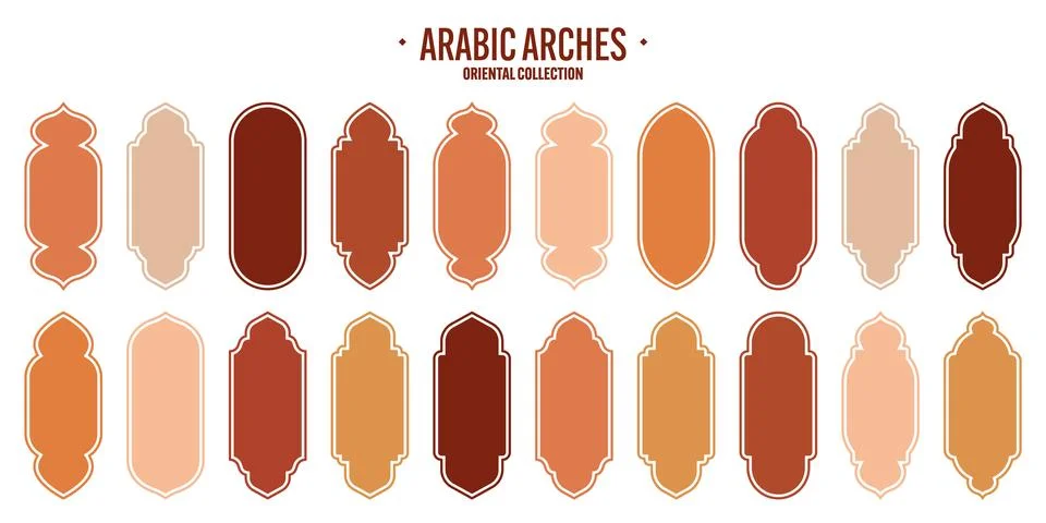 Islamic frames, oriental style objects. Arabic shapes, windows and arches Stock Illustration