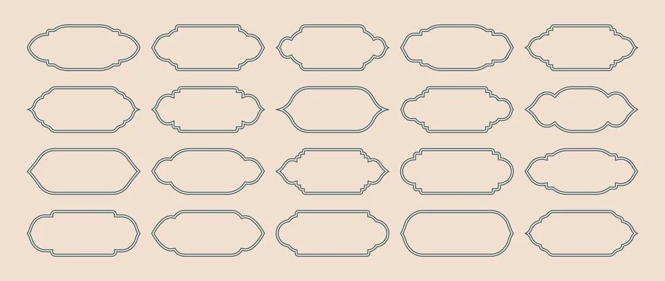 Islamic frames, oriental style objects. Arabic shapes, windows and arches Stock Illustration