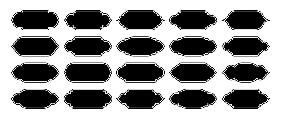 Islamic frames, oriental style objects. Arabic shapes, windows and arches Illustrazione stock