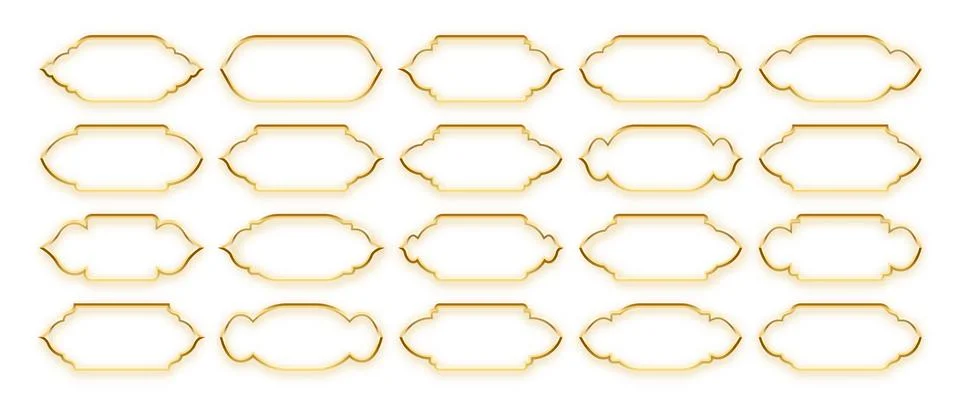 Islamic frames, oriental style objects. Arabic shapes, windows and arches Stock Illustration