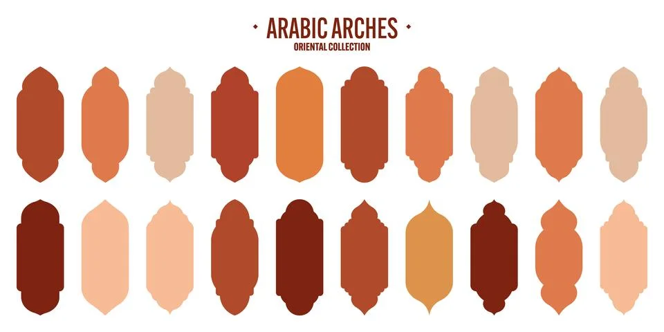 Islamic frames, oriental style objects. Arabic shapes, windows and arches Stock Illustration