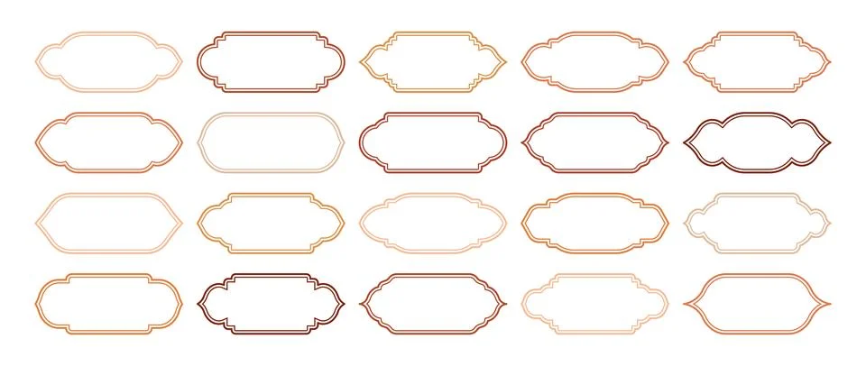 Islamic frames, oriental style objects. Arabic shapes, windows and arches Stock Illustration