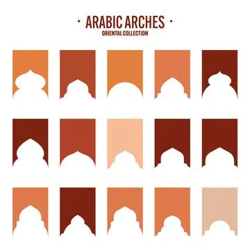 Islamic frames, oriental style objects. Arabic shapes, windows and arches Stock Illustration