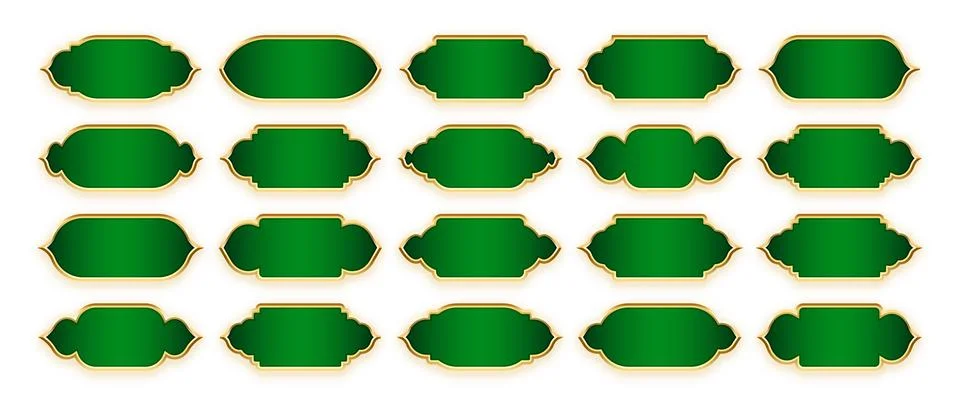 Islamic frames, oriental style objects. Arabic shapes, windows and arches Stock Illustration