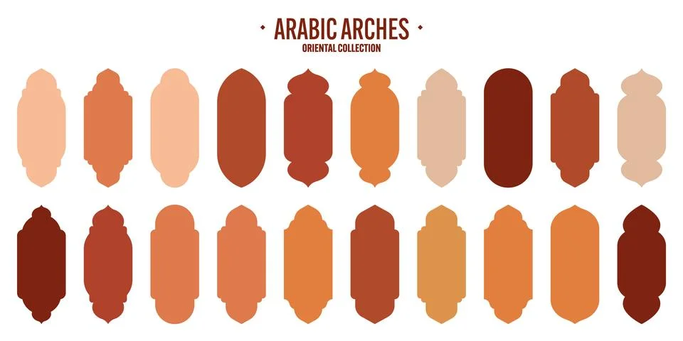 Islamic frames, oriental style objects. Arabic shapes, windows and arches Stock Illustration