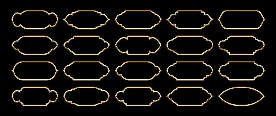 Islamic frames, oriental style objects. Arabic shapes, windows and arches Stock Illustration