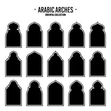 Islamic frames, oriental style objects. Arabic shapes, windows and arches Stock Illustration