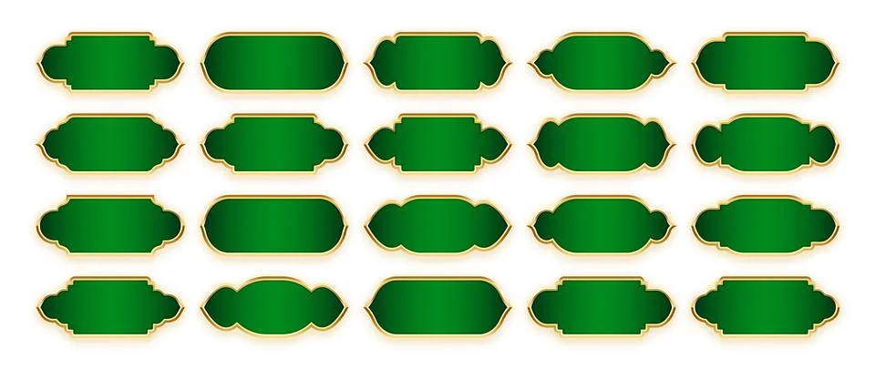Islamic frames, oriental style objects. Arabic shapes, windows and arches Stock Illustration