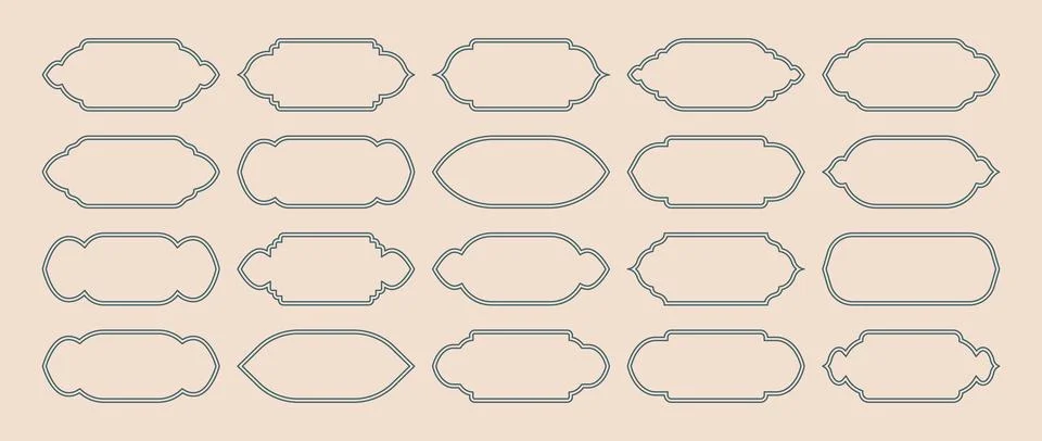 Islamic frames, oriental style objects. Arabic shapes, windows and arches Stock Illustration