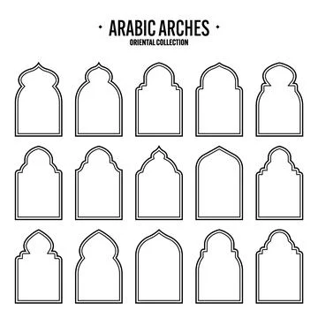 Islamic frames, oriental style objects. Arabic shapes, windows and arches Stock Illustration