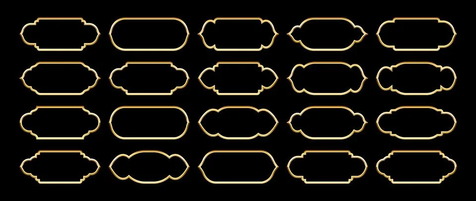 Islamic frames, oriental style objects. Arabic shapes, windows and arches Stock Illustration