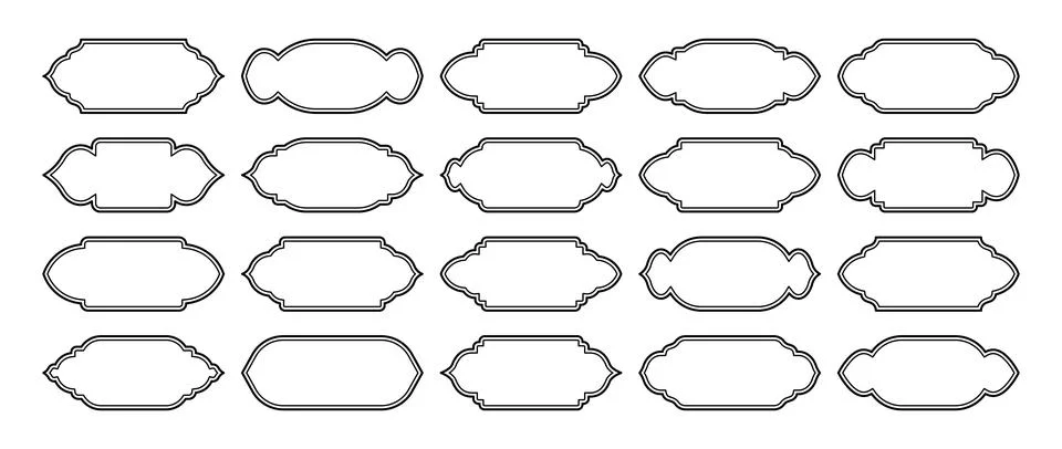 Islamic frames, oriental style objects. Arabic shapes, windows and arches Stock Illustration