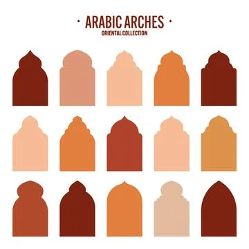 Islamic frames, oriental style objects. Arabic shapes, windows and arches Stock Illustration
